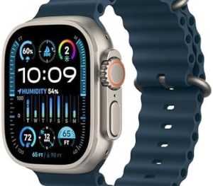 Apple Watch Ultra 2 [GPS + Cellular, 49mm] - Titanium Case with Blue Ocean Band, One Size (Renewed Premium)